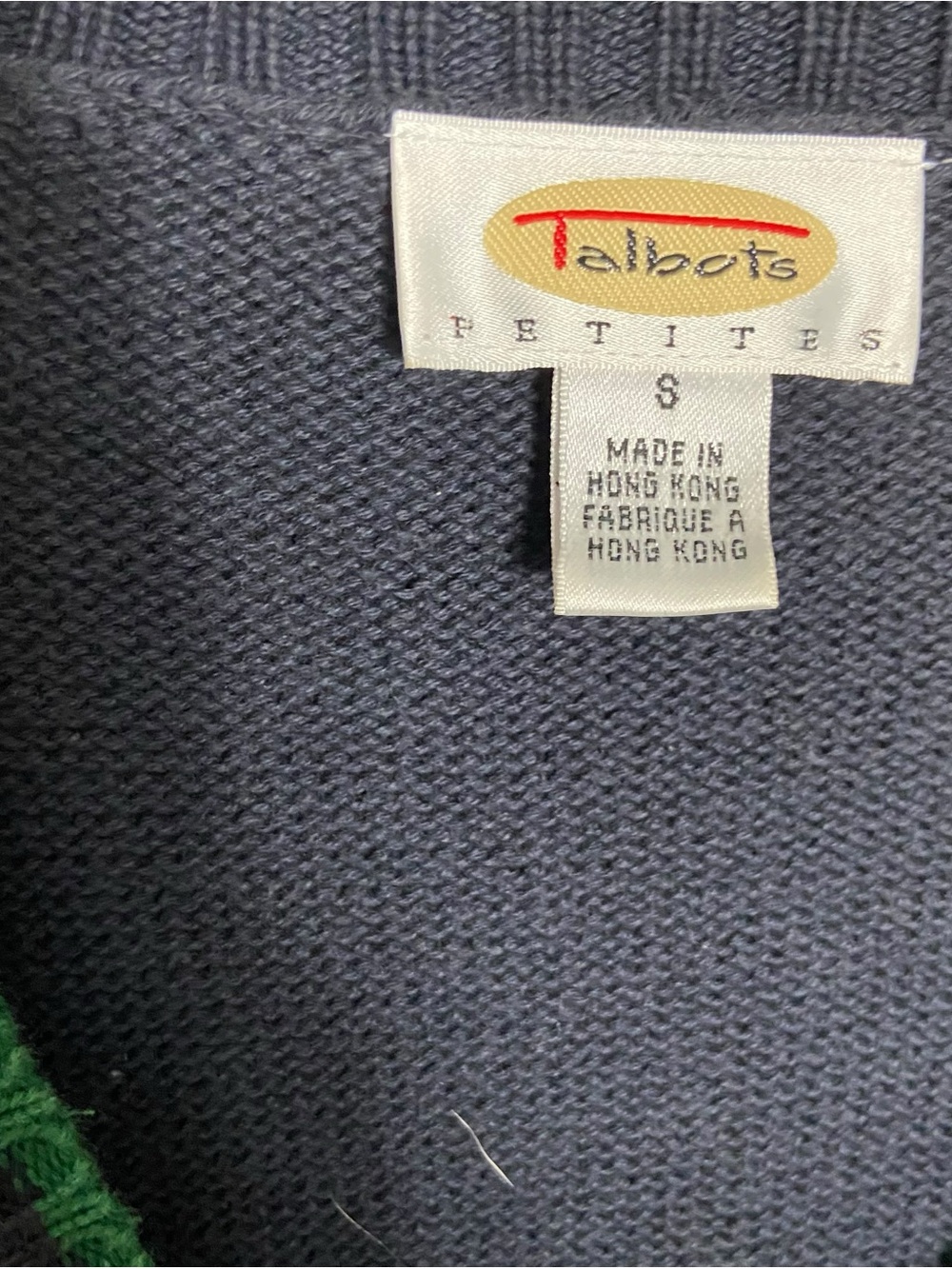 Talbots Petite Vintage Golf Cardigan Embroidered Navy Sz small - Picture 8 of 8